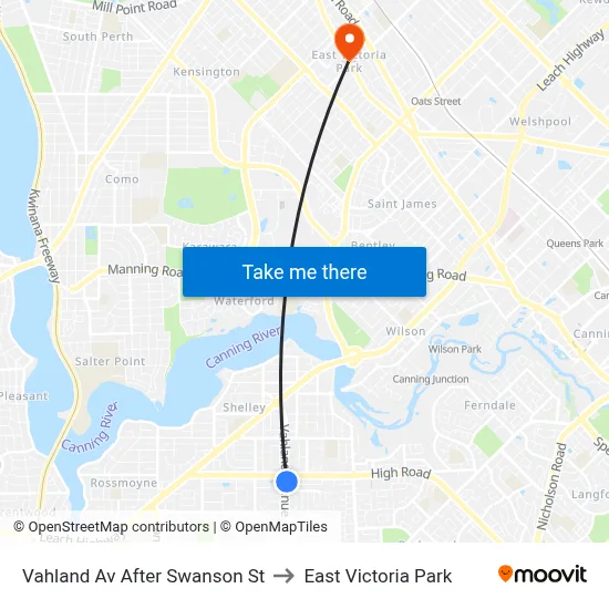 Vahland Av After Swanson St to East Victoria Park map
