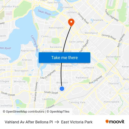 Vahland Av After Bellona Pl to East Victoria Park map