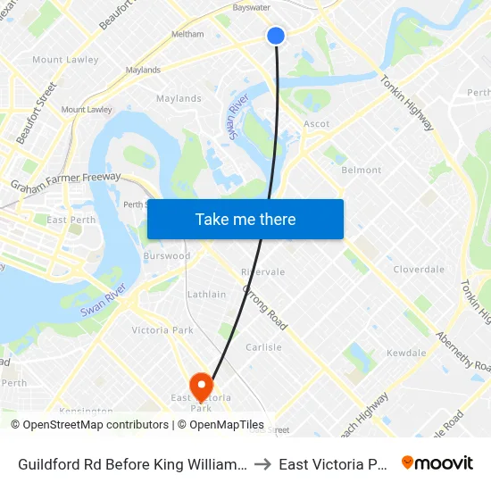 Guildford Rd Before King William St to East Victoria Park map