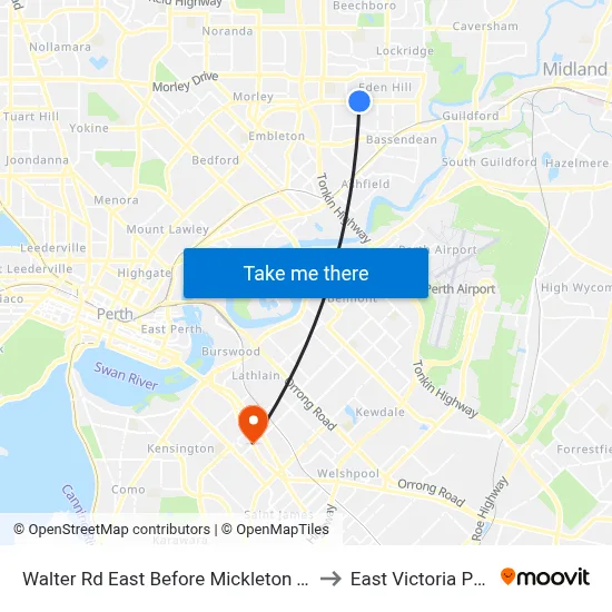 Walter Rd East Before Mickleton Tce to East Victoria Park map