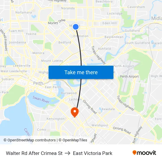 Walter Rd After Crimea St to East Victoria Park map