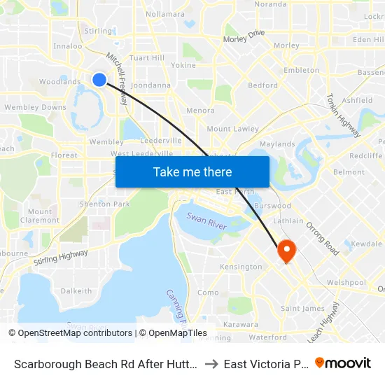 Scarborough Beach Rd After Hutton St to East Victoria Park map