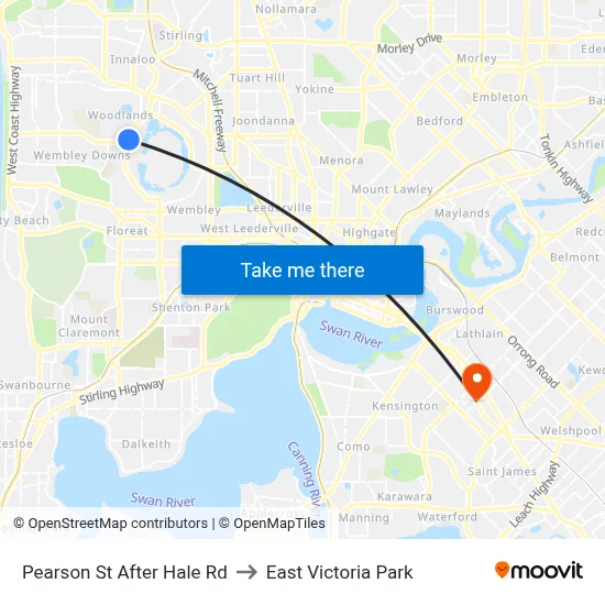 Pearson St After Hale Rd to East Victoria Park map