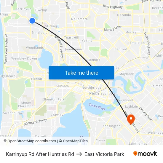 Karrinyup Rd After Huntriss Rd to East Victoria Park map