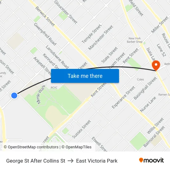 George St After Collins St to East Victoria Park map