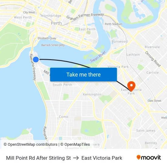 Mill Point Rd After Stirling St to East Victoria Park map