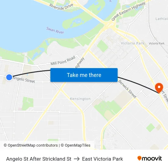 Angelo St After Strickland St to East Victoria Park map