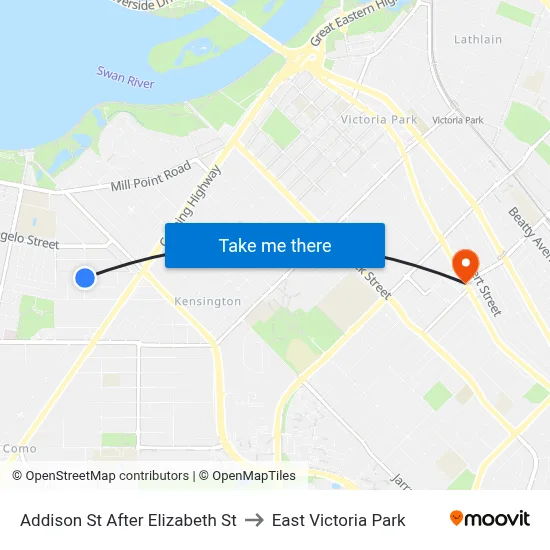 Addison St After Elizabeth St to East Victoria Park map