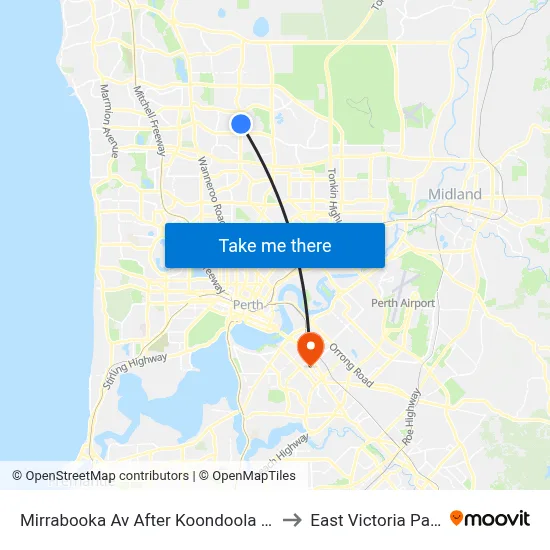 Mirrabooka Av After Koondoola Av to East Victoria Park map
