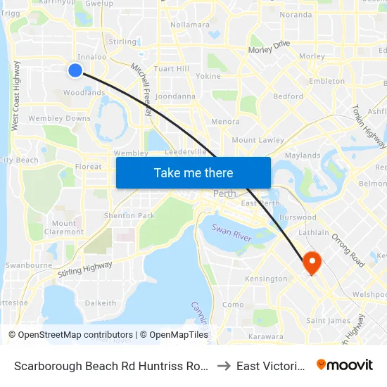 Scarborough Beach Rd Huntriss Road Cat Id 31 to East Victoria Park map