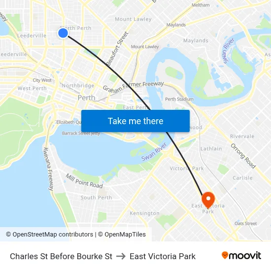 Charles St Before Bourke St to East Victoria Park map