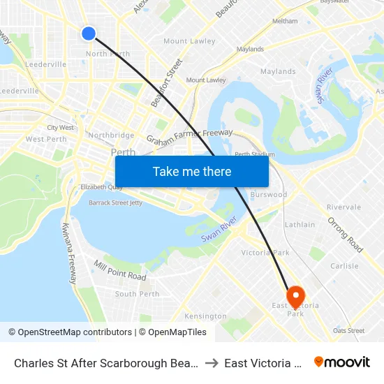 Charles St After Scarborough Beach Rd to East Victoria Park map