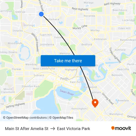 Main St After Amelia St to East Victoria Park map