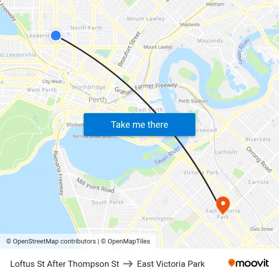 Loftus St After Thompson St to East Victoria Park map