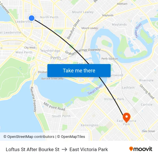 Loftus St After Bourke St to East Victoria Park map