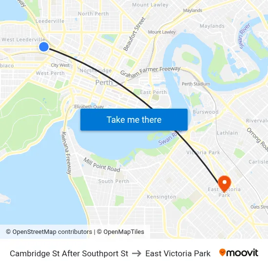 Cambridge St After Southport St to East Victoria Park map