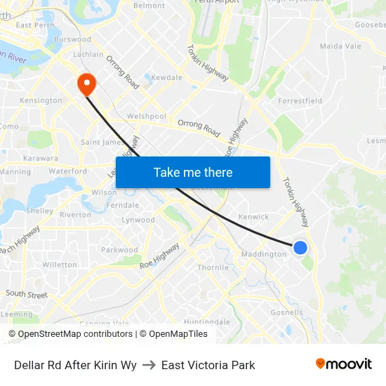 Dellar Rd After Kirin Wy to East Victoria Park map