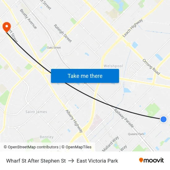 Wharf St After Stephen St to East Victoria Park map