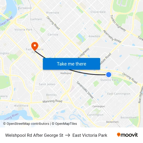 Welshpool Rd After George St to East Victoria Park map