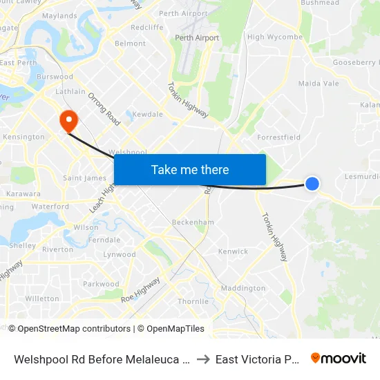 Welshpool Rd Before Melaleuca Rd to East Victoria Park map