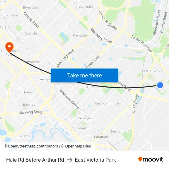 Hale Rd Before Arthur Rd to East Victoria Park map