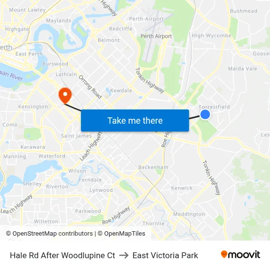 Hale Rd After Woodlupine Ct to East Victoria Park map