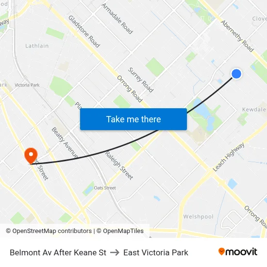 Belmont Av After Keane St to East Victoria Park map