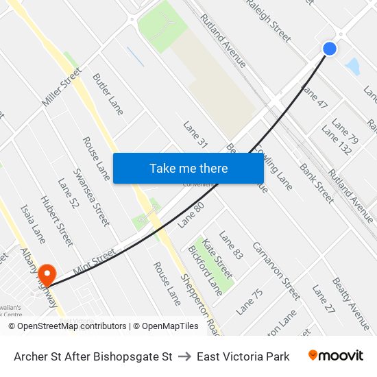 Archer St After Bishopsgate St to East Victoria Park map