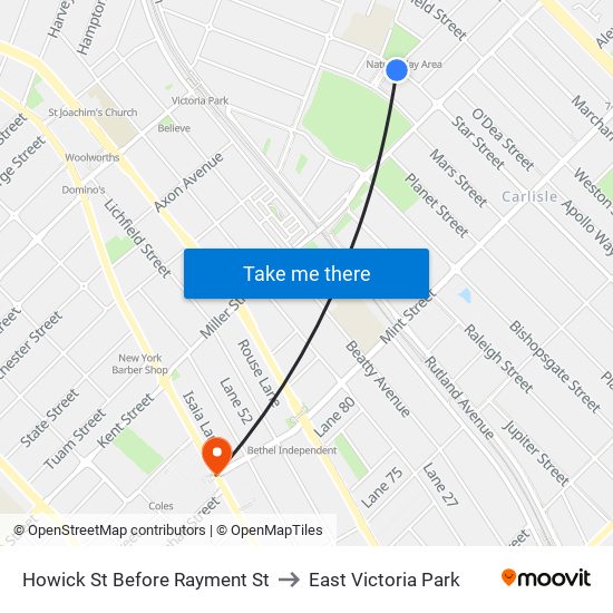 Howick St Before Rayment St to East Victoria Park map