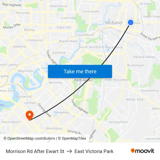 Morrison Rd After Ewart St to East Victoria Park map