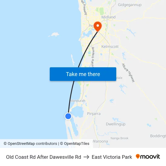 Old Coast Rd After Dawesville Rd to East Victoria Park map
