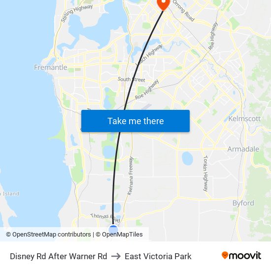 Disney Rd After Warner Rd to East Victoria Park map