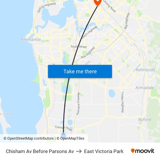 Chisham Av Before Parsons Av to East Victoria Park map