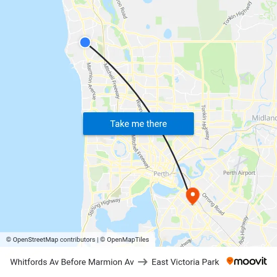 Whitfords Av Before Marmion Av to East Victoria Park map