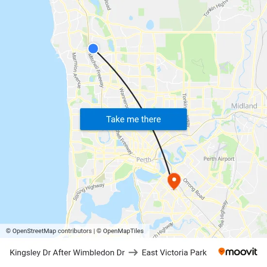 Kingsley Dr After Wimbledon Dr to East Victoria Park map