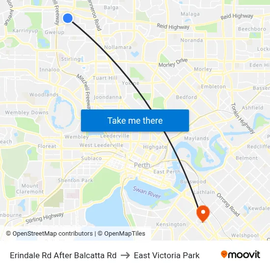 Erindale Rd After Balcatta Rd to East Victoria Park map