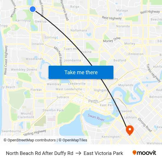 North Beach Rd After Duffy Rd to East Victoria Park map