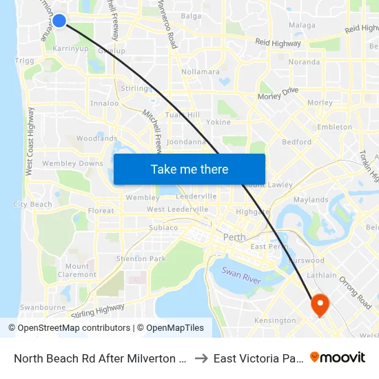 North Beach Rd After Milverton Av to East Victoria Park map