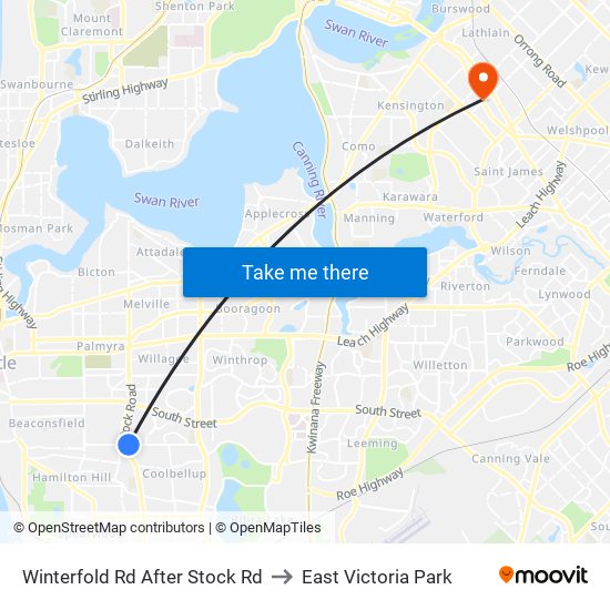 Winterfold Rd After Stock Rd to East Victoria Park map