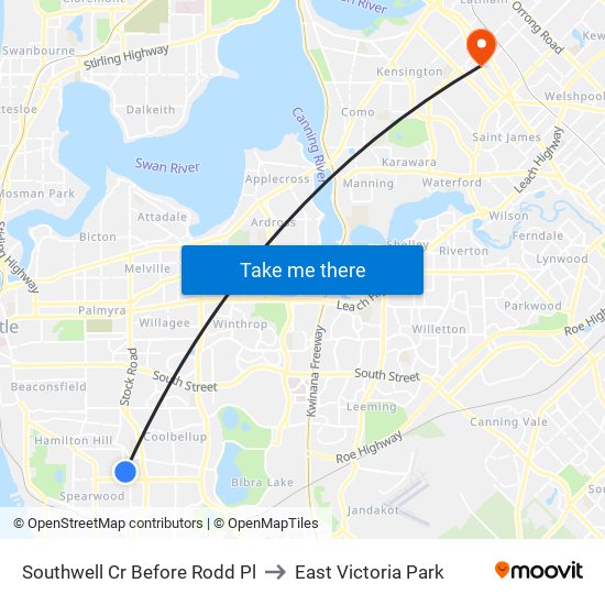 Southwell Cr Before Rodd Pl to East Victoria Park map