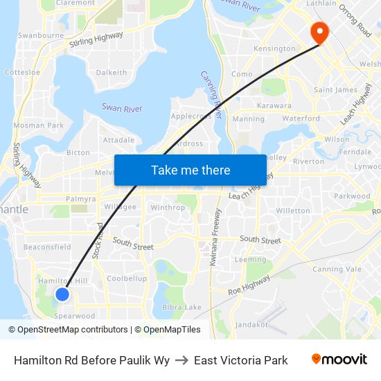 Hamilton Rd Before Paulik Wy to East Victoria Park map