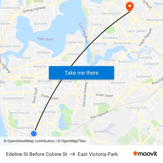 Edeline St Before Cobine St to East Victoria Park map