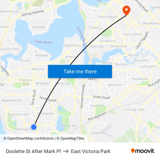 Doolette St After Mark Pl to East Victoria Park map