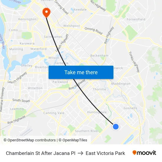 Chamberlain St After Jacana Pl to East Victoria Park map