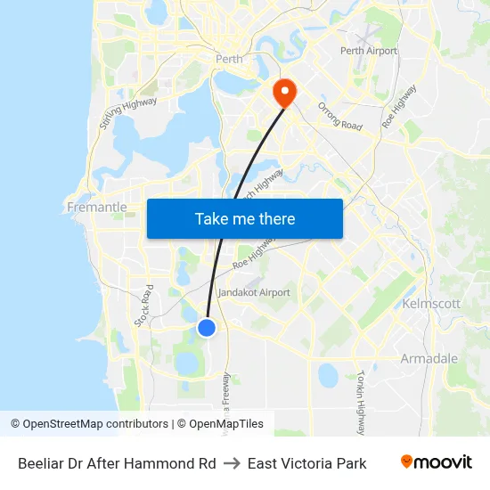 Beeliar Dr After Hammond Rd to East Victoria Park map
