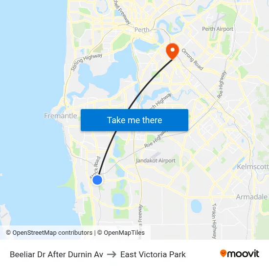 Beeliar Dr After Durnin Av to East Victoria Park map