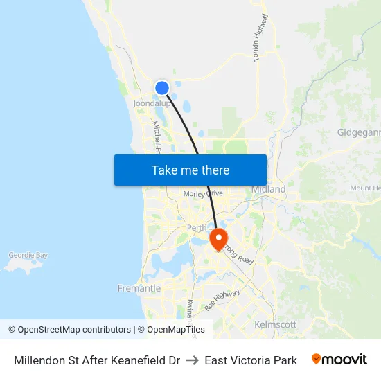 Millendon St After Keanefield Dr to East Victoria Park map