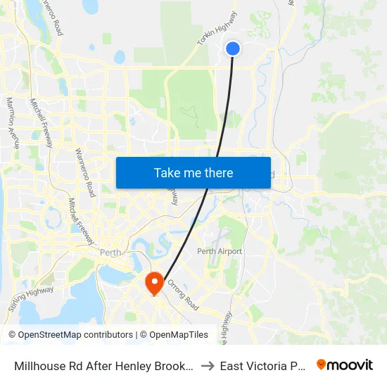 Millhouse Rd After Henley Brook Av to East Victoria Park map
