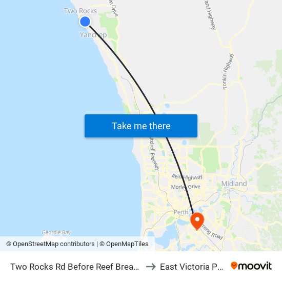 Two Rocks Rd Before Reef Break Dr to East Victoria Park map