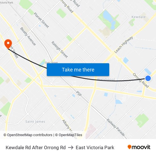 Kewdale Rd After Orrong Rd to East Victoria Park map